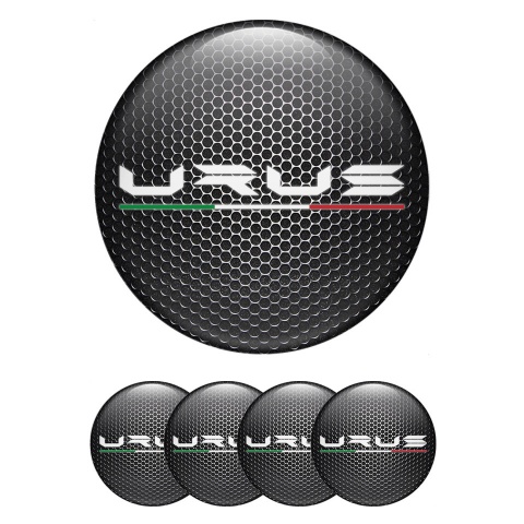 Lamborghini Urus Center Caps Wheel Emblem Metallic Base White Logo Edition