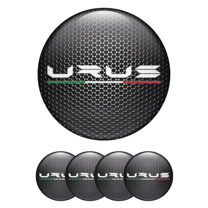 Lamborghini Urus Center Caps Wheel Emblem Metallic Base White Logo Edition