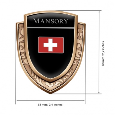 Mansory Emblem Trunk Badge Gold Black Base Cross Logo Design