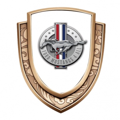 Ford Mustang Badge Self Adhesive Gold White Fill Chrome Logo Design