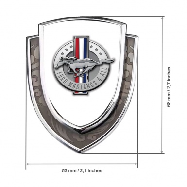 Ford Mustang Badge Self Adhesive Silver White Fill Chrome Logo Design