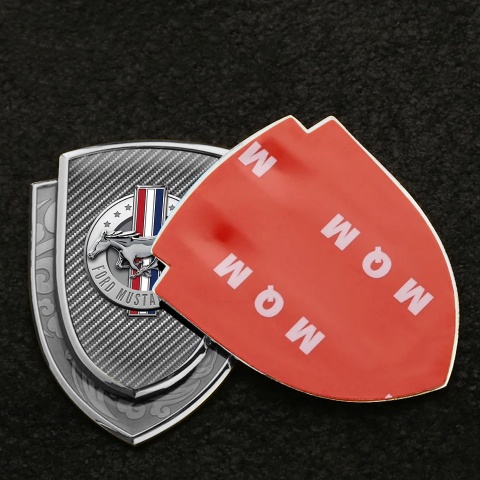 Ford Mustang Metal Emblem Self Adhesive Silver Light Carbon Chrome Logo