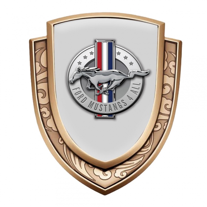 Ford Mustang Emblem Self Adhesive Gold Moon Grey Chrome Logo Design