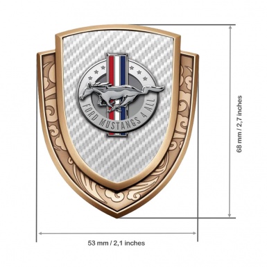 Ford Mustang Domed Emblem Gold White Carbon Chrome Logo Edition