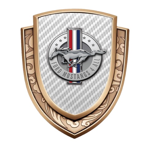 Ford Mustang Domed Emblem Gold White Carbon Chrome Logo Edition