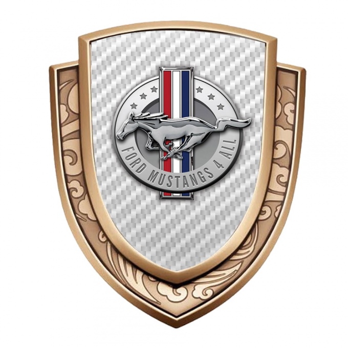 Ford Mustang Domed Emblem Gold White Carbon Chrome Logo Edition