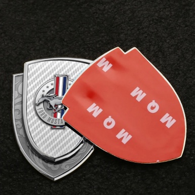 Ford Mustang Domed Emblem Silver White Carbon Chrome Logo Edition