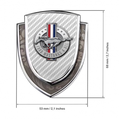 Ford Mustang Domed Emblem Silver White Carbon Chrome Logo Edition