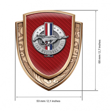 Ford Mustang Bodyside Domed Emblem Gold Red Carbon Chrome Logo Design