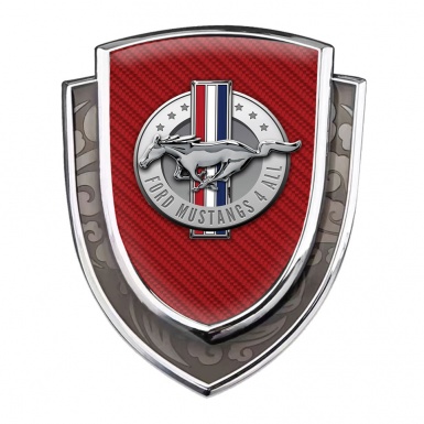 Ford Mustang Bodyside Domed Emblem Silver Red Carbon Chrome Logo Design