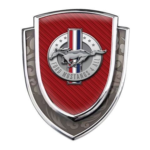 Ford Mustang Bodyside Domed Emblem Silver Red Carbon Chrome Logo Design