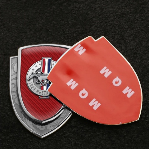 Ford Mustang Bodyside Domed Emblem Silver Red Carbon Chrome Logo Design