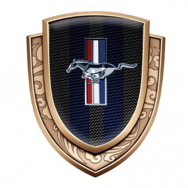 Ford Mustang Badge Self Adhesive Gold Carbon Tricolor Logo Design