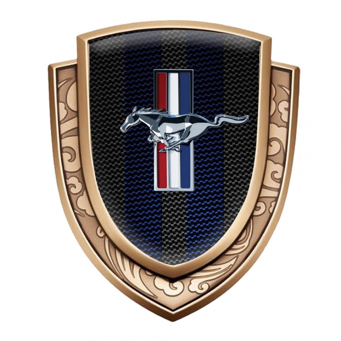 Ford Mustang Badge Self Adhesive Gold Carbon Tricolor Logo Design