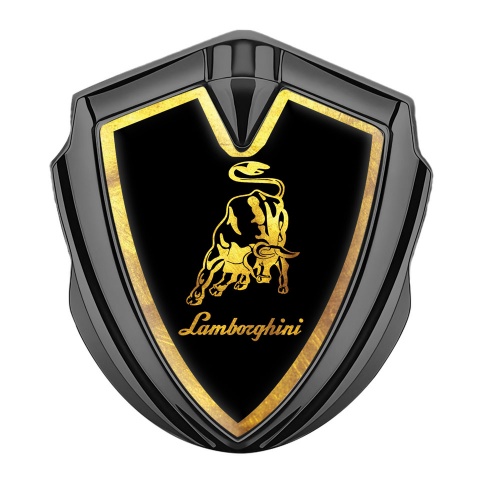 Lamborghini Emblem Badge Self Adhesive Graphite Black Glimmering Frame
