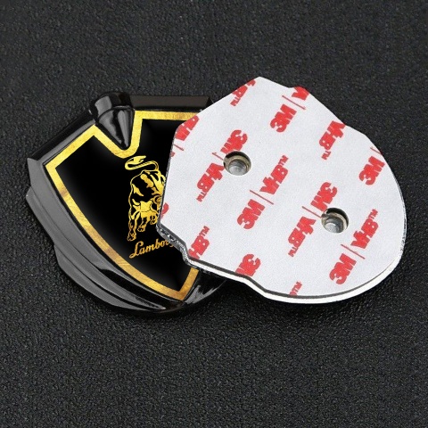Lamborghini Emblem Badge Self Adhesive Graphite Black Glimmering Frame