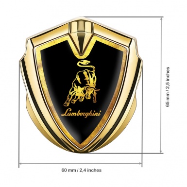 Lamborghini Emblem Badge Self Adhesive Gold Black Glimmering Frame