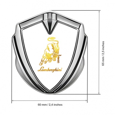 Lamborghini Emblem Fender Badge Silver White Gradient Logo Edition