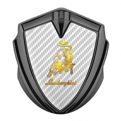 Lamborghini Emblem Trunk Badge Graphite White Carbon Glimmering Logo