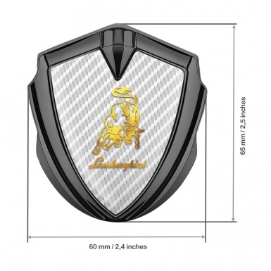 Lamborghini Emblem Trunk Badge Graphite White Carbon Glimmering Logo