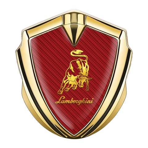 Lamborghini Emblem Self Adhesive Gold Red Carbon Gleaming Logo