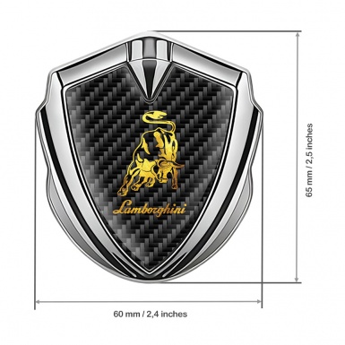 Lamborghini Emblem Badge Silver Black Carbon Gleaming Logo Design