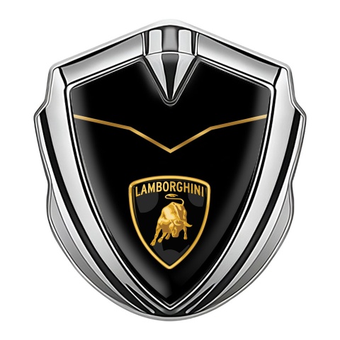 Lamborghini Emblem Ornament Silver Black Base Stylish Logo Design