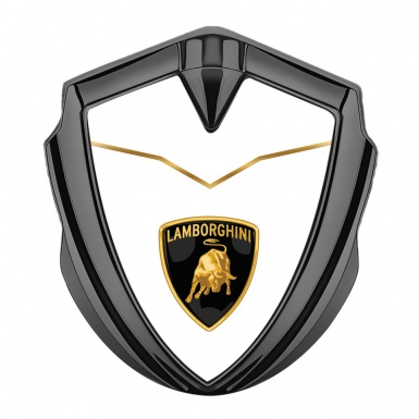 Lamborghini Bodyside Domed Emblem Graphite White Fill Stylish Logo Variant