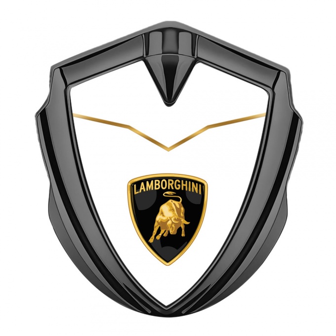 Lamborghini Bodyside Domed Emblem Graphite White Fill Stylish Logo Variant
