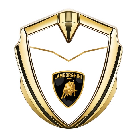 Lamborghini Bodyside Domed Emblem Gold White Fill Stylish Logo Variant