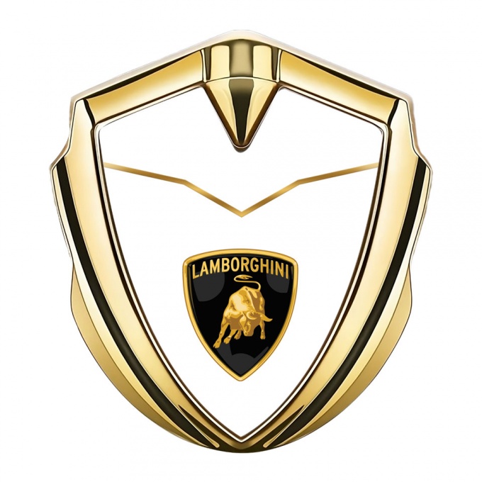 Lamborghini Bodyside Domed Emblem Gold White Fill Stylish Logo Variant