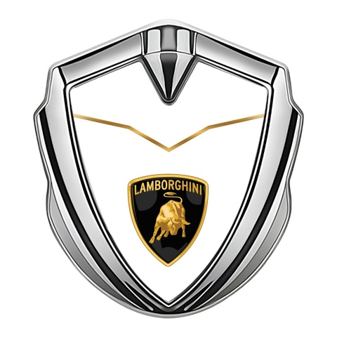 Lamborghini Bodyside Domed Emblem Silver White Fill Stylish Logo Variant