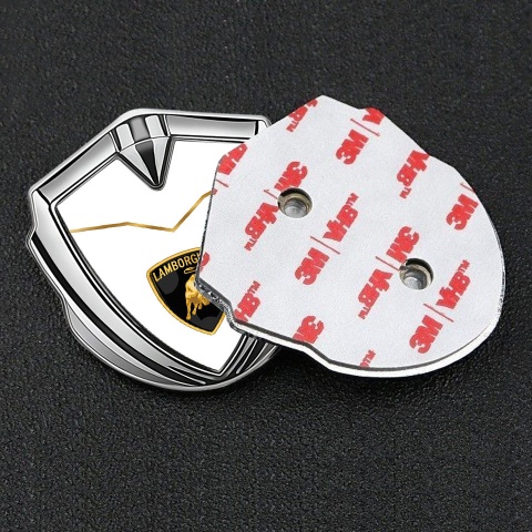 Lamborghini Bodyside Domed Emblem Silver White Fill Stylish Logo Variant