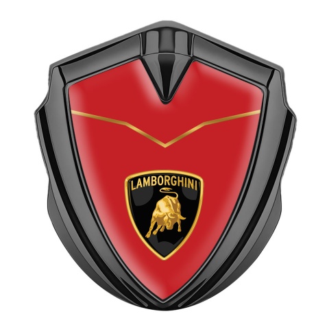 Lamborghini Domed Badge Graphite Red Background Stylish Logo Edition