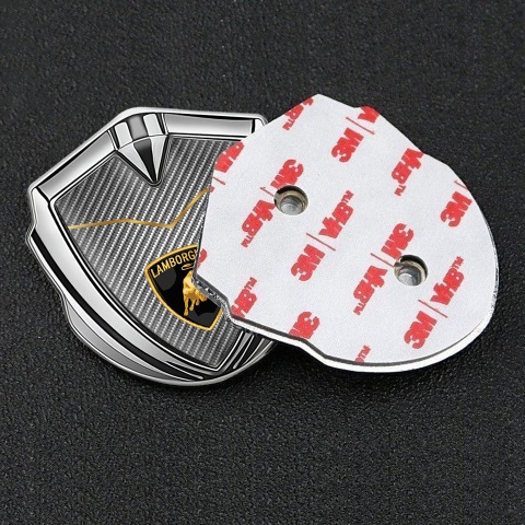 Lamborghini Emblem Car Badge Silver Light Carbon Modern Logo Design