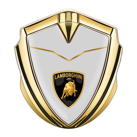 Lamborghini Metal Domed Emblem Gold Grey Base Stylish Modern Concept