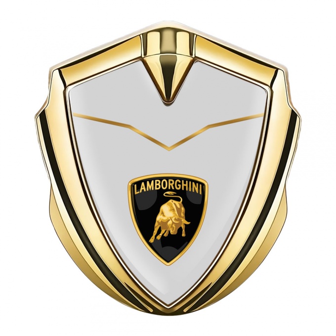 Lamborghini Metal Domed Emblem Gold Grey Base Stylish Modern Concept
