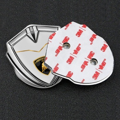 Lamborghini Metal Domed Emblem Silver Grey Base Stylish Modern Concept