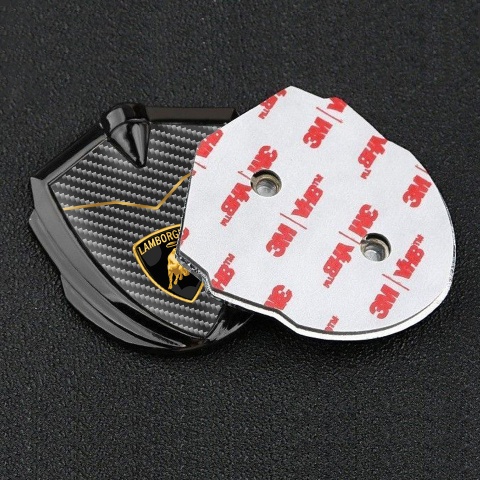 Lamborghini Badge Self Adhesive Graphite Black Carbon Stylish Concept