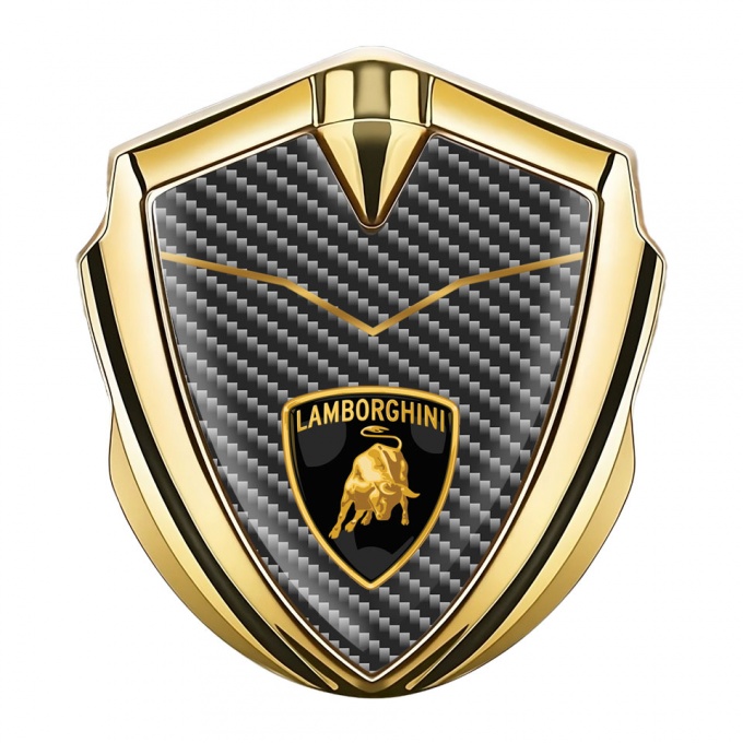 Lamborghini Badge Self Adhesive Gold Black Carbon Stylish Concept