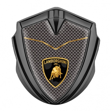 Lamborghini Emblem Badge Self Adhesive Graphite Grey Carbon Stylish Logo