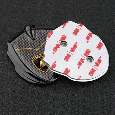 Lamborghini Emblem Badge Self Adhesive Graphite Grey Carbon Stylish Logo