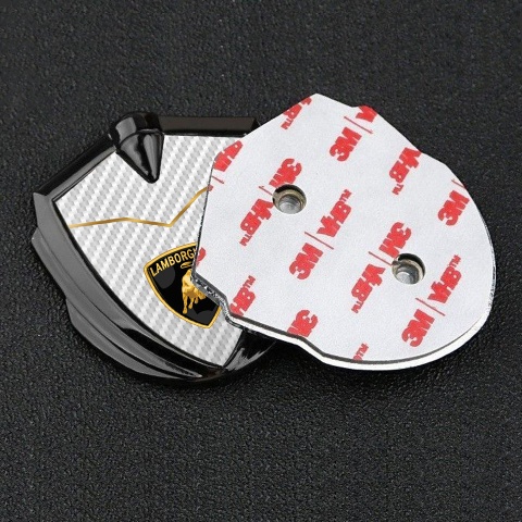 Lamborghini Metal Emblem Self Adhesive Graphite White Carbon Stylish Design