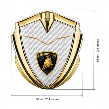 Lamborghini Metal Emblem Self Adhesive Gold White Carbon Stylish Design