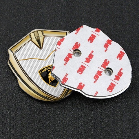 Lamborghini Metal Emblem Self Adhesive Gold White Carbon Stylish Design