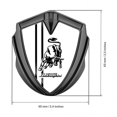 Lamborghini Domed Emblem Graphite White Background White Sport Stripes