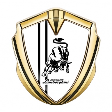 Lamborghini Domed Emblem Gold White Background White Sport Stripes