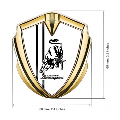 Lamborghini Domed Emblem Gold White Background White Sport Stripes