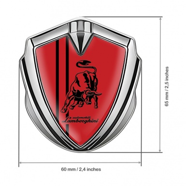 Lamborghini Emblem Ornament Silver Red Fill Black Sport Edition