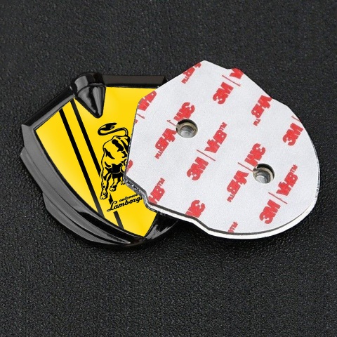 Lamborghini Bodyside Domed Emblem Graphite Yellow Base Black Sport Design